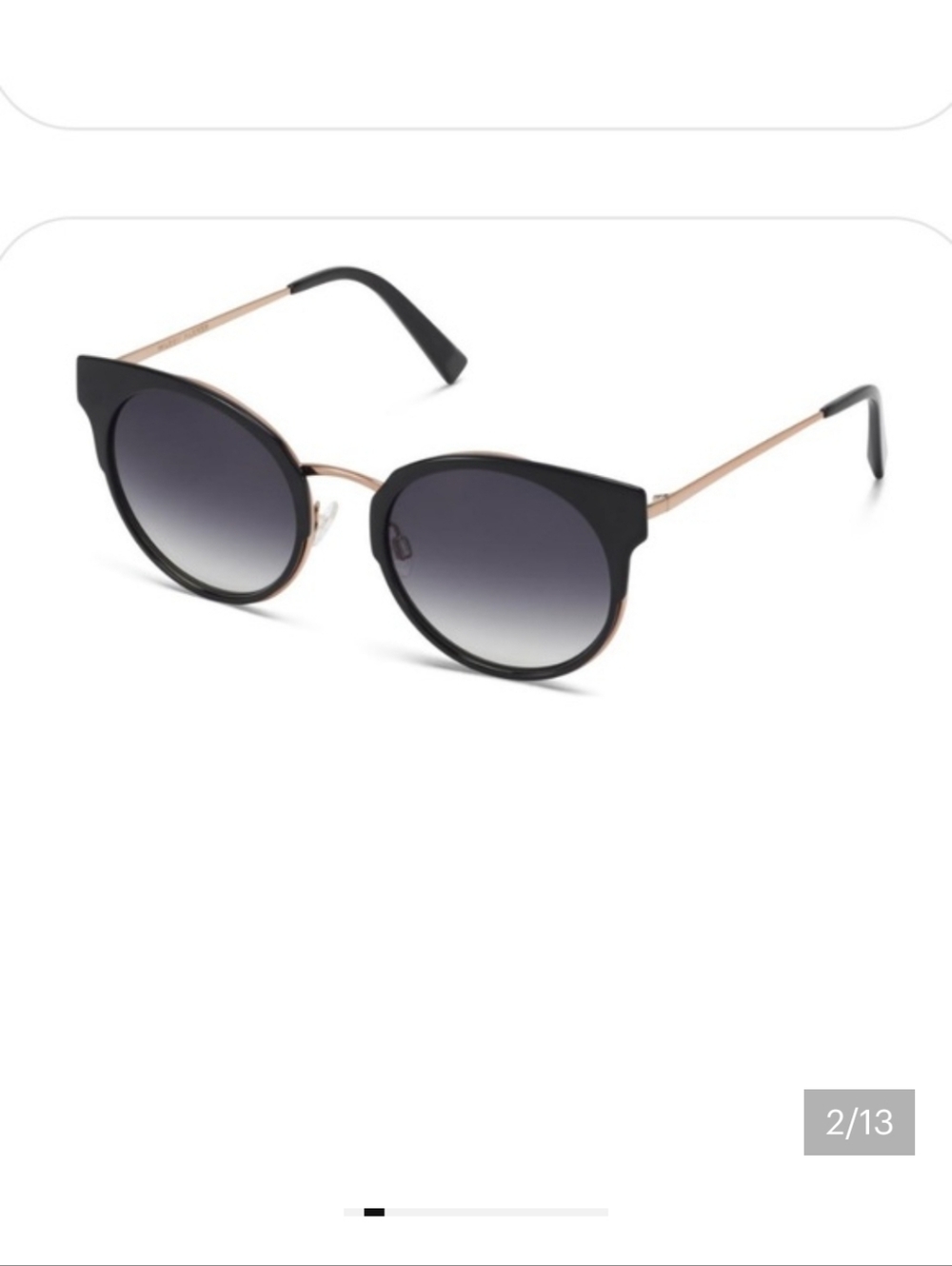 Warby Parker Cleo Black Rose Gold Cat Eye Sunglasses